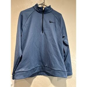 Nike Dri-FIT Men's Blue Long Sleeve 1/4 Zip Pullover Athletic Top Size L